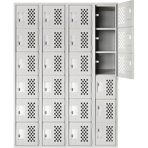 Clean Line Lockerettes, 6 -tier, Bank of 4, 18" x 72" x 12", Steel Duraquip Inc