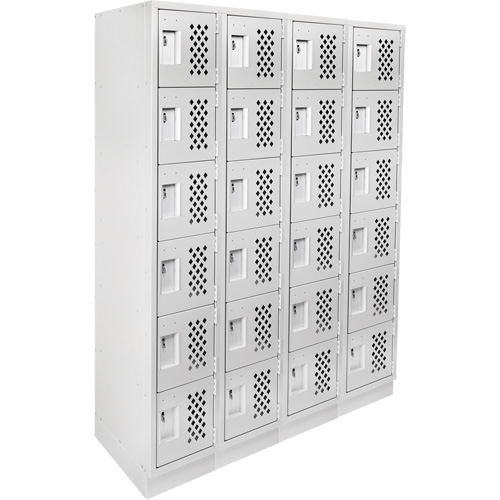 Assembled Clean Line Perforated Economy Lockers, 6 -tier, Bank of 4, 18" x 72" x 12", Steel Duraquip Inc