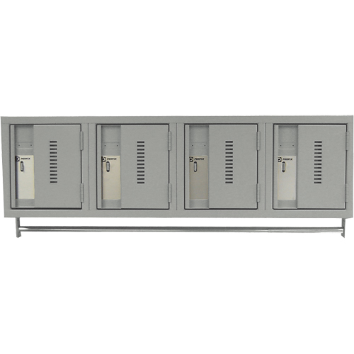 Wall Hung Lockers - Heavy Duty, Bank of 4, 18" x 12" x 12", Steel Duraquip Inc