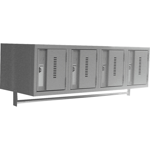 Wall Hung Lockers - Heavy Duty, Bank of 4, 18" x 12" x 12", Steel Duraquip Inc