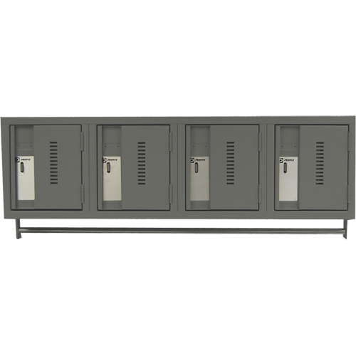 Wall Hung Lockers - Heavy Duty, Bank of 4, 18" x 12" x 12", Steel Duraquip Inc