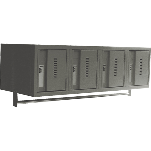 Wall Hung Lockers - Heavy Duty, Bank of 4, 18" x 12" x 12", Steel Duraquip Inc