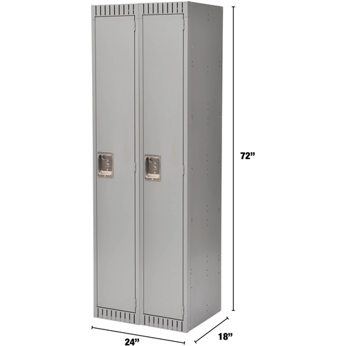 Lockers, Bank of 2, 24" x 18" x 72", Steel, Grey, Rivet (Assembled) Duraquip Inc