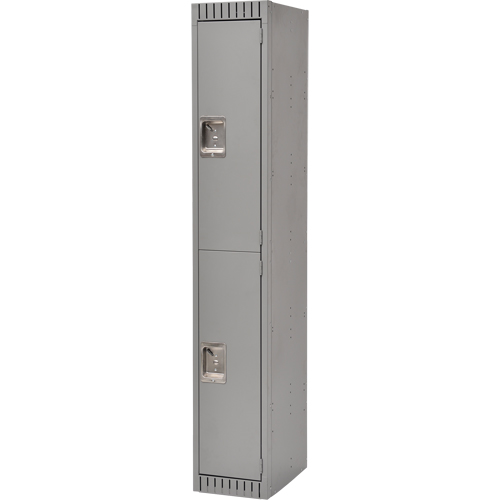 Lockers, 2 -tier, 12" x 18" x 72", Steel, Grey, Rivet (Assembled) Duraquip Inc