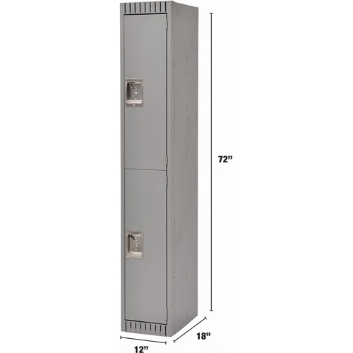 Lockers, 2 -tier, 12" x 18" x 72", Steel, Grey, Rivet (Assembled) Duraquip Inc