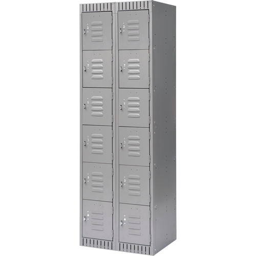 Casiers, 6 niveaux, Bloc de 2, 24" x 18" x 72", Acier, Gris, D&eacute;mont&eacute; Duraquip Inc