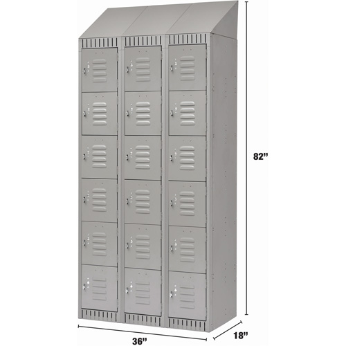 Casiers, 6 niveaux, Bloc de 3, 36" x 18" x 82", Acier, Gris, D&eacute;mont&eacute; Duraquip Inc