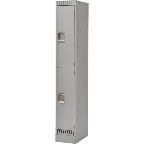 Assembled Lockers, 2 -tier, 12" x 18" x 72", Steel, Grey, Rivet (Assembled) Duraquip Inc