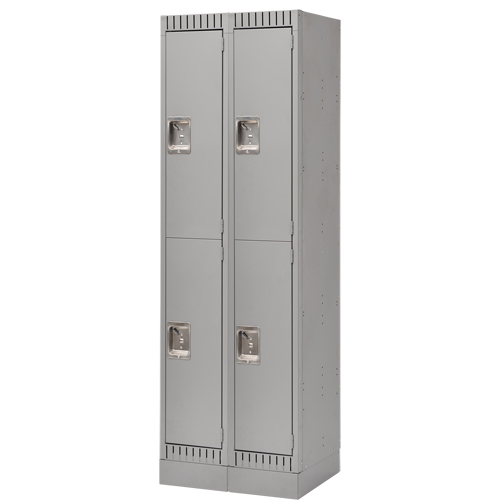 Casiers assembl&eacute;s, 2 niveaux, Bloc de 2, 24" x 18" x 72", Acier, Gris, Rivet (assembl&eacute;) Duraquip Inc