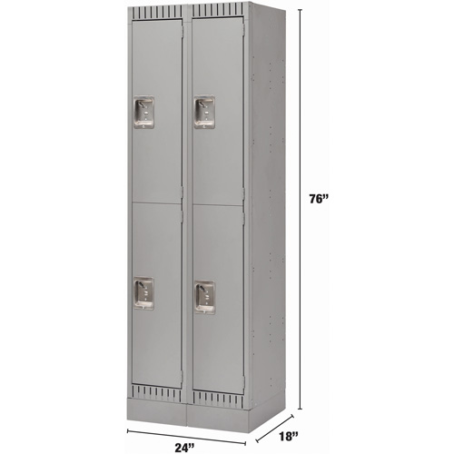 Casiers, 2 niveaux, Bloc de 2, 24" x 18" x 76", Acier, Gris, D&eacute;mont&eacute; Duraquip Inc