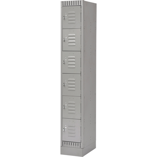 Lockers, 6 -tier, 12" x 18" x 76", Steel, Grey, Knocked Down Duraquip Inc