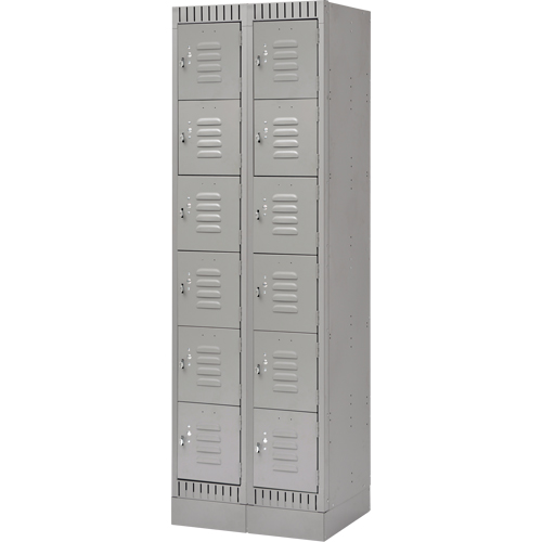 Casiers, 6 niveaux, Bloc de 2, 24" x 18" x 76", Acier, Gris, D&eacute;mont&eacute; Duraquip Inc