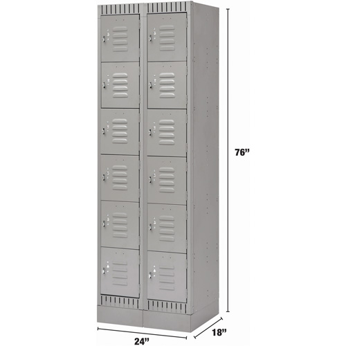 Casiers, 6 niveaux, Bloc de 2, 24" x 18" x 76", Acier, Gris, D&eacute;mont&eacute; Duraquip Inc