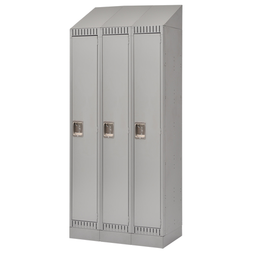 Assembled Lockers, Bank of 3, 36" x 18" x 72", Steel, Grey, Rivet (Assembled) Duraquip Inc