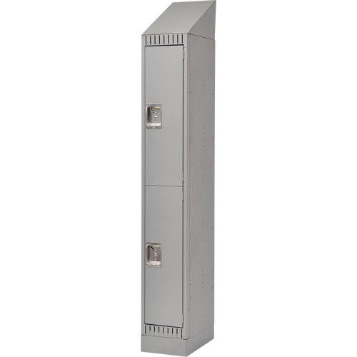Lockers, 2 -tier, 12" x 18" x 86", Steel, Grey, Knocked Down Duraquip Inc