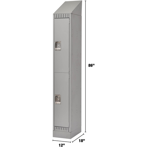 Lockers, 2 -tier, 12" x 18" x 86", Steel, Grey, Knocked Down Duraquip Inc