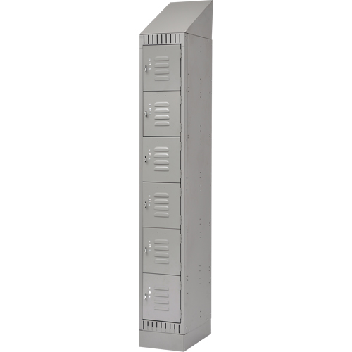 Lockers, 6 -tier, 12" x 18" x 86", Steel, Grey, Knocked Down Duraquip Inc