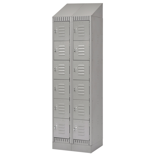 Casiers, 6 niveaux, Bloc de 2, 24" x 18" x 86", Acier, Gris, D&eacute;mont&eacute; Duraquip Inc