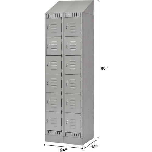 Casiers, 6 niveaux, Bloc de 2, 24" x 18" x 86", Acier, Gris, D&eacute;mont&eacute; Duraquip Inc