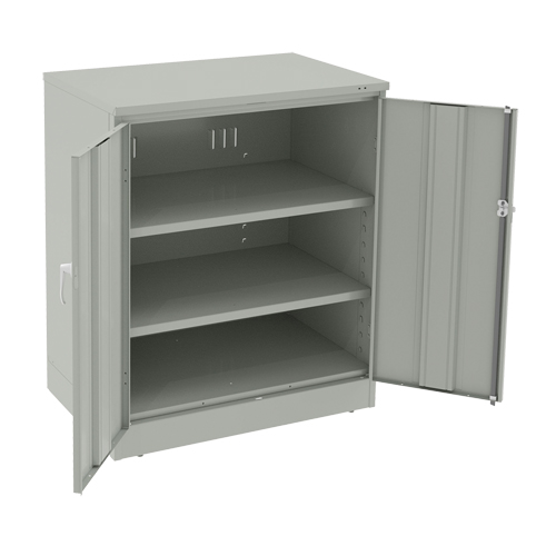 Armoire &agrave; hauteur de comptoir de luxe, Acier, 2 Tablettes, 42" h x 36" la x 24" P, Gris p&acirc;le Duraquip Inc