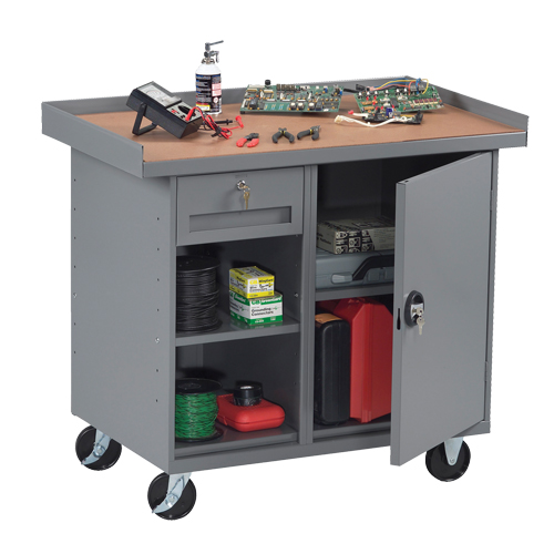 Mobile Workbench Cabinet, Laminate Surface Duraquip Inc