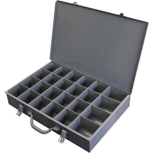 Steel Scoop Compartment Boxes, 17.875" W x 12" D x 3" H, 24 Compartments Duraquip Inc