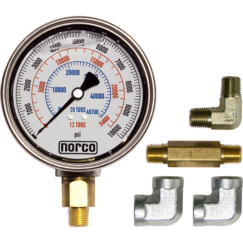 Manom&egrave;tre hydraulique avec raccords,  4", Fixation inf&eacute;rieure, Analogique Duraquip Inc