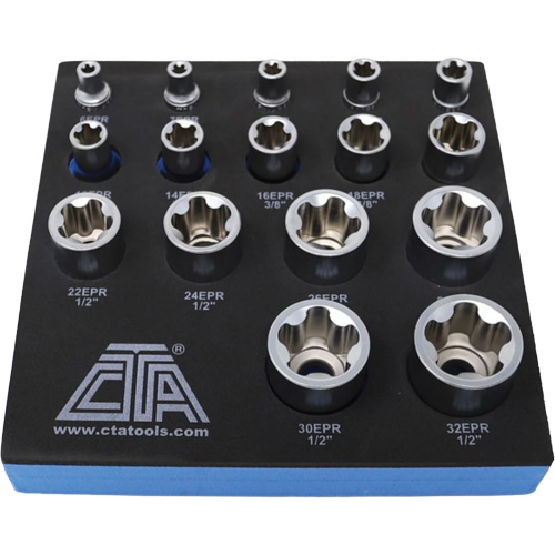 Jeu de douilles TORX EPR &agrave; 5 pans, 16 Morceaux, Prise de 1/4"/3/8"/1/2" Duraquip Inc