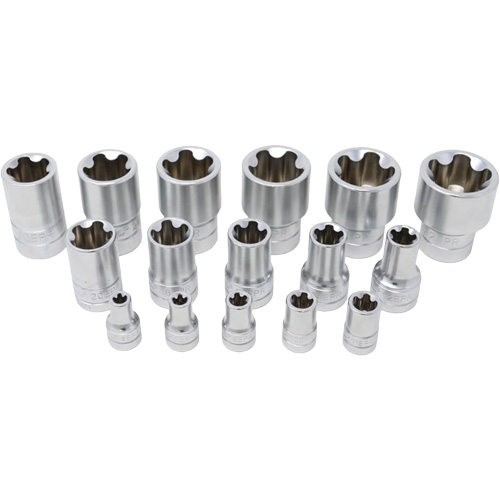 Jeu de douilles TORX EPR &agrave; 5 pans, 16 Morceaux, Prise de 1/4"/3/8"/1/2" Duraquip Inc