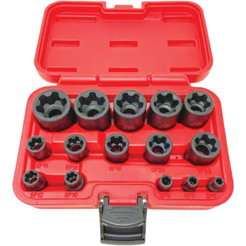 EP "Star" Plus Socket Set, 15 Pieces, 1/4"/3/8"/1/2" Drive Size Duraquip Inc