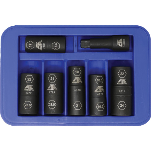 Half Metric Flip Socket Set, 7 Pcs, Impact, 1/2" Drive Size, Deep Duraquip Inc