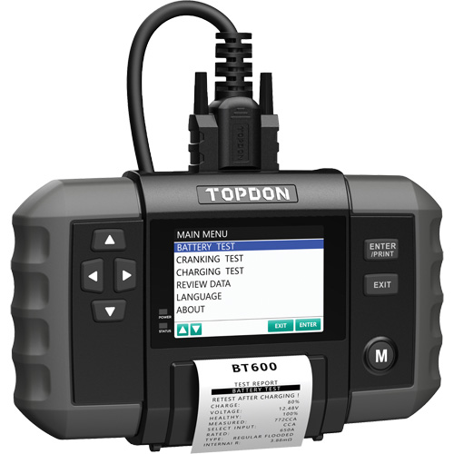 Testeur de batterie 12?V et de syst&egrave;mes 12?V/24?V BT600 avec imprimante int&eacute;gr&eacute;e Duraquip Inc