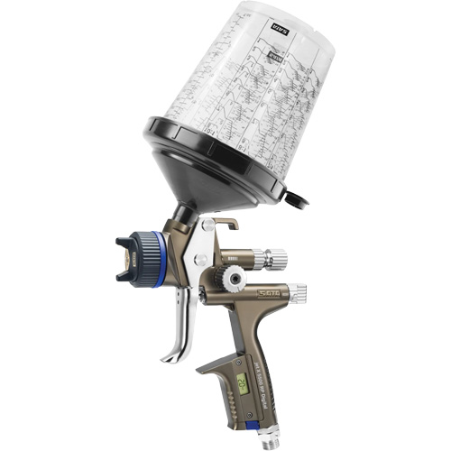 Pistolet de peinture de premi&egrave;re qualit&eacute; pour peinture automobile avec psi num&eacute;rique X5500 RP 1,3 O RPS D, Entr&eacute;e d'air 1/4" NPT, 10,24 pi³/min, Capacit&eacute; 0,6 L/0,9 L, 0,17 psi Duraquip Inc