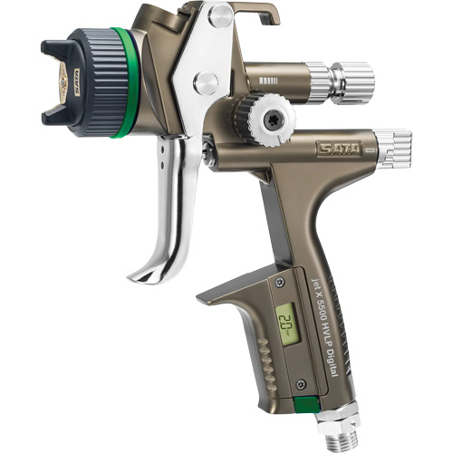 Pistolet de peinture de premi&egrave;re qualit&eacute; pour peinture automobile avec psi num&eacute;rique X5500 HVLP 1,2 I RPS D, Entr&eacute;e d'air 1/4" NPT, 15,19 pi³/min, Capacit&eacute; 0,6 L/0,9 L, 0,17 psi Duraquip Inc