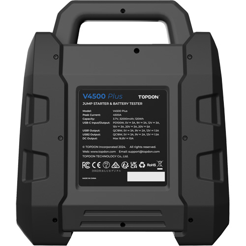 V4500 Plus 2-in-1 4500 Peak Amp Jump Starter, Battery & System Tester Duraquip Inc