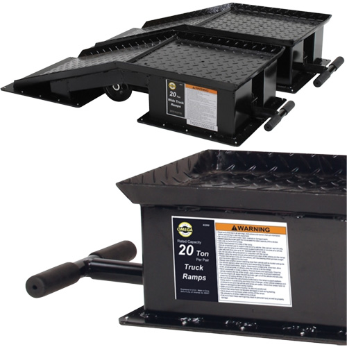 Rampes pour camions lourds avec longue poign&eacute;e en T, Capacit&eacute; 40 000 lb, 45" lo, 13-1/2" la, Hauteur de 9-19/50" Duraquip Inc