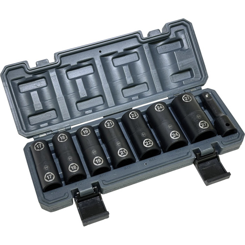 Jeu de douilles doubles hexagonales et h&eacute;licoidales avec coffret, 8 Morceaux, Prise de 1/2" Duraquip Inc