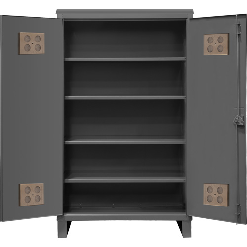 Heavy-Duty Outdoor Cabinet, Steel, 4 Shelves, 78" H x 60" W x 24" D, Grey Duraquip Inc