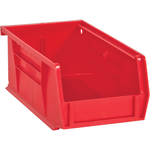 Hook-On Bins, 4" W x 3" H x 7" D, Red, 10 lbs. Capacity Duraquip Inc