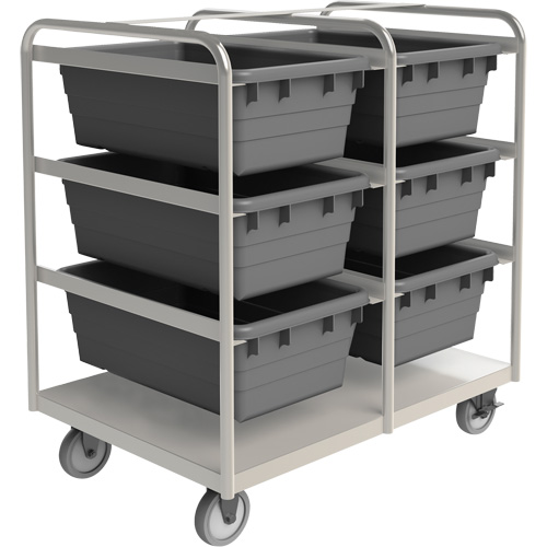 Mobile Tub Rack, Double-sided, 6 bins, 26" W x 36" D x 42" H Duraquip Inc