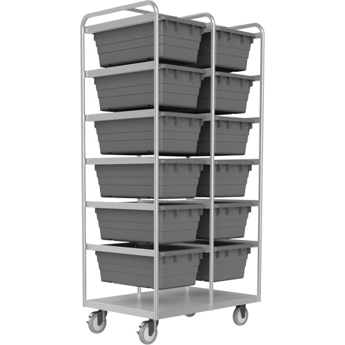 Mobile Tub Rack, Double-sided, 12 bins, 26" W x 36" D x 74" H Duraquip Inc