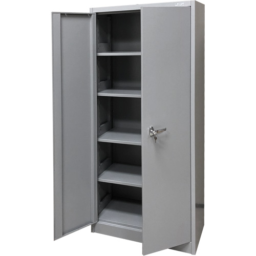 Armoire de rangement, Acier, 4 Tablettes, 66" h x 30" la x 15" P, Gris Duraquip Inc
