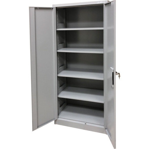 Armoire de rangement, Acier, 4 Tablettes, 66" h x 30" la x 15" P, Gris Duraquip Inc