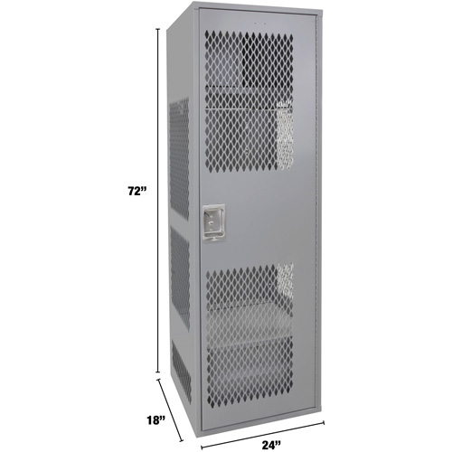 Gear Locker with Door, Steel, 24" W x 18" D x 72" H, Grey Duraquip Inc