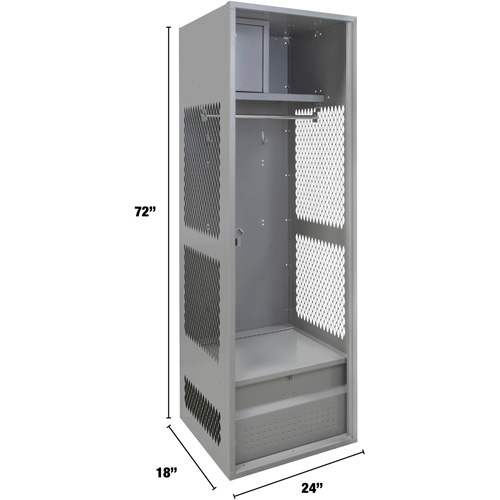 Casier pour &eacute;quipement, Acier, 24" la x 18" p x 72" h, Gris Duraquip Inc
