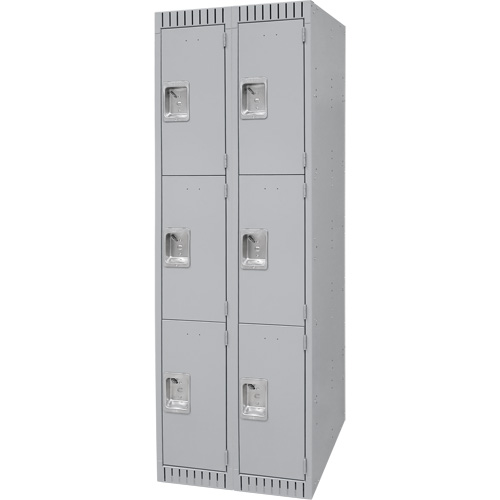 Casiers, 3 niveaux, Bloc de 2, 24" x 18" x 72", Acier, Gris, D&eacute;mont&eacute; Duraquip Inc