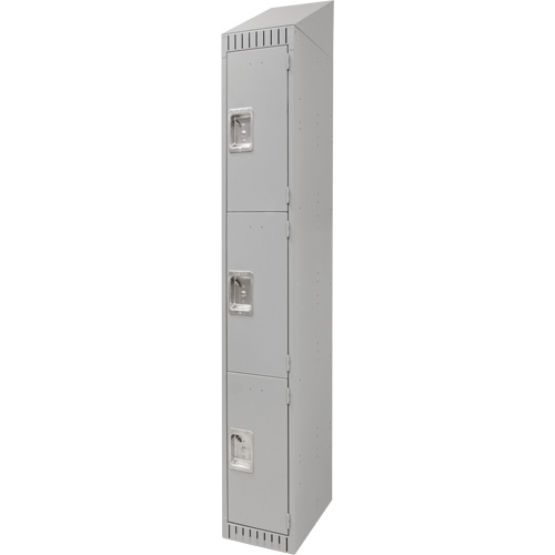 Lockers, 3 -tier, 12" x 18" x 82", Steel, Grey, Knocked Down Duraquip Inc