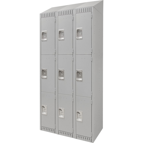 Casiers, 3 niveaux, Bloc de 3, 36" x 18" x 82", Acier, Gris, D&eacute;mont&eacute; Duraquip Inc