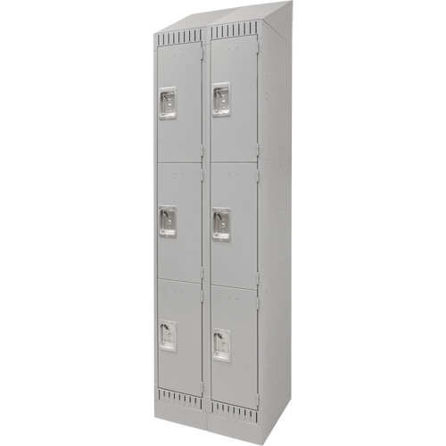 Casiers, 3 niveaux, Bloc de 2, 24" x 18" x 86", Acier, Gris, D&eacute;mont&eacute; Duraquip Inc