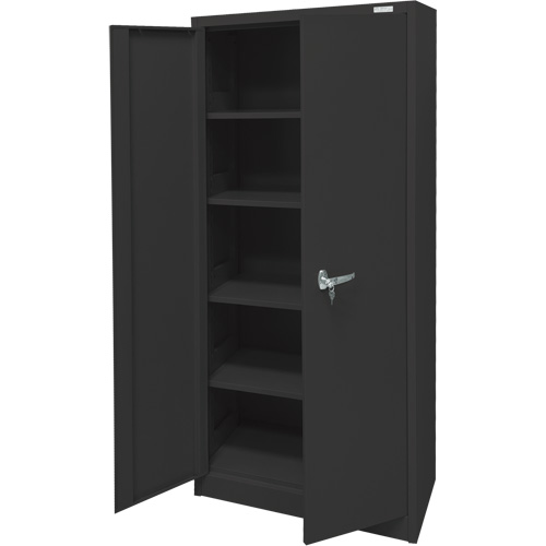 Storage Cabinet, Steel, 4 Shelves, 66" H x 30" W x 15" D, Black Duraquip Inc